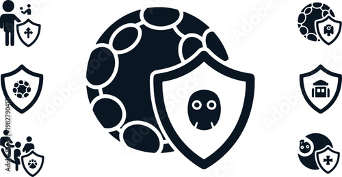 Digital security and protection against viruses and threats concept.