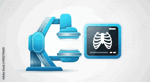 Medical Research Microscope and Rib Cage X-ray Scan