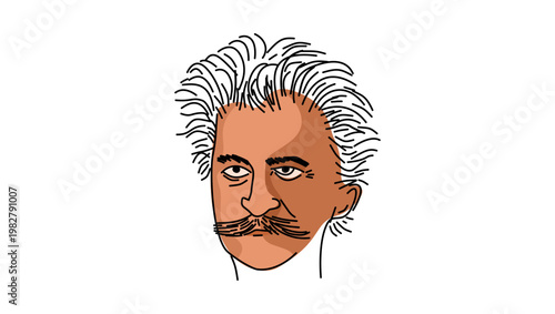 Johann Strauss II portrait, flat vector illustration