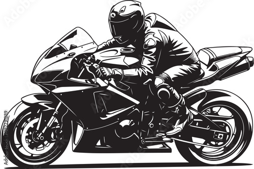 Motorcyclist Riding Fast on a Racing Bike