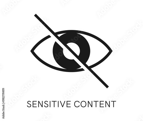 Sensitive content, restricted photo icon or symbol. Hidden password or data video icon, sensitive content or photo warning sign. Graphic restricted media symbol