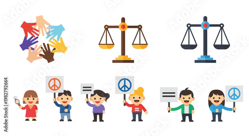 Diverse people holding peace signs equality.