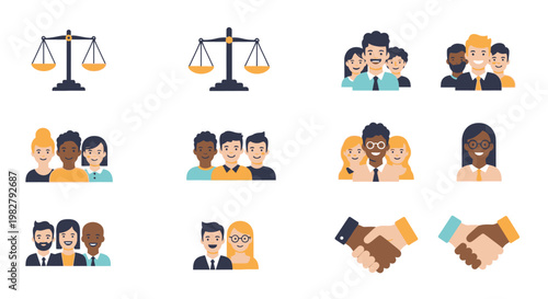 Diverse people shaking hands agreement.