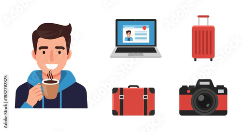 Man with a cup of coffee.