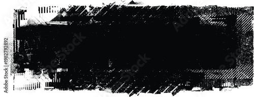 Glitch distorted grunge layer . Noise destroyed texture . Trendy defect error shapes . Overlay grunge texture . Distressed effect .Vector shapes with a halftone dots screen print texture.
