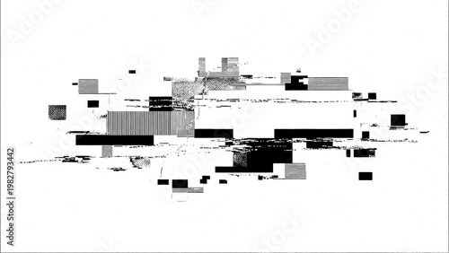 A black and white abstract image with various shapes and lines on a transparent background texture design