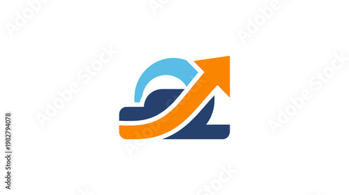 Icon Of Growth Chart With Upward Arrow And Rising Line Graph In Vector Style