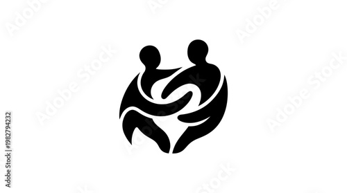 Icon of Two People Embracing in a Caring Gesture for Community Support and Connection