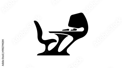 Icon of Modern Office Desk Chair with Ergonomic Design in Vector Style
