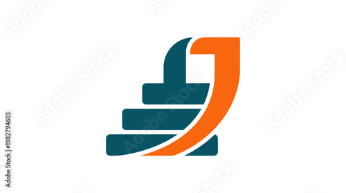 Icon of Stairs With Handrail in Flat Style, Construction or Interior Design Context