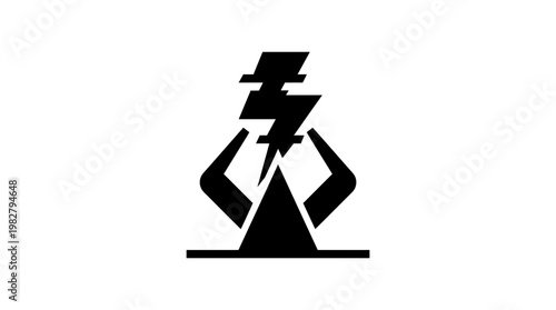 Icon of a Thunderstorm Lightning Cloud with Dynamic Power Style for Weather and Climate Applications