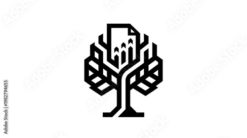 Icon of a Tree in a Geometric Style for Nature and Environmental Concepts