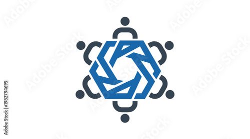 Vector Icon of People Connecting in a Circle for Collaboration and Teamwork Concept