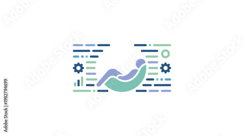 Vector Icon of Relaxing Person in Armchair, Wellness and Leisure Illustration