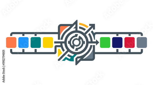 Icon of Integrated Supply Chain Network Vector Illustration for Logistics and Business Optimization
