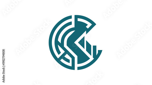 Icon of Complex Circular Maze with Arrow in Modern Vector Style