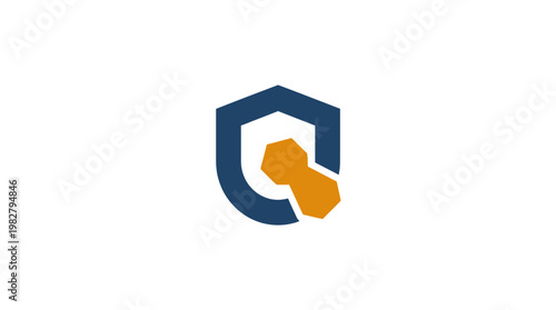 Icon of a Key in a Shield for Security and Data Protection Concept
