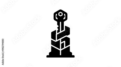 Icon of a Sleek Abstract Robot Illustration in Modern Monochrome Style