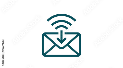 Icon of Email Notification with Wi-Fi Signal for Digital Communication and Connectivity