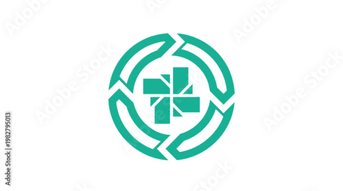 Icon of Circular Healthcare Symbol with Cross in Modern Line Style for Medical or Medical System Design