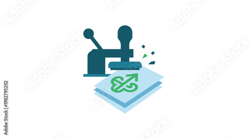 Icon of a Stamp Being Used for Document Approval in Business and Official Settings