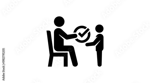 Icon of Job Interview Process with Businessman and Candidate in Office Environment