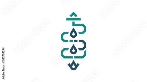 Icon of Water Droplet Cloud with Abstract Rain and Weather Elements in Vector Style