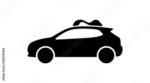 Vector Icon of Modern Car Silhouette for Automotive Industry and Transportation Designs