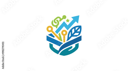 Vector Icon of Growth and Progress in Business with Abstract Financial Elements