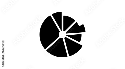 Icon of a Pie Chart in Flat Design for Data Visualization and Analytics