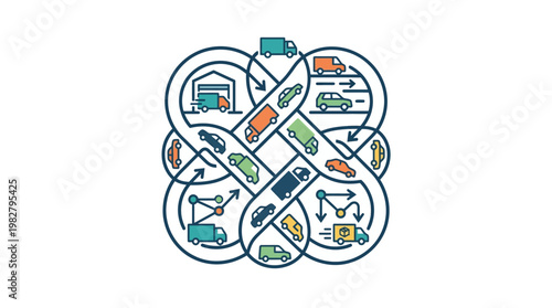 Vector Icon of Autonomous Vehicles and Smart Transportation System