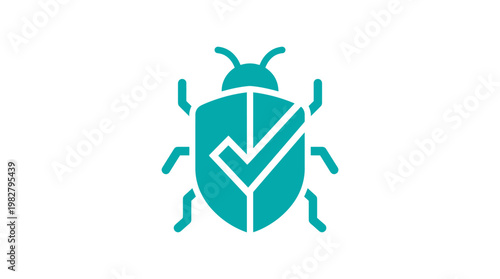 Vector Icon of Bug Shield for Cybersecurity and Virus Protection Illustration
