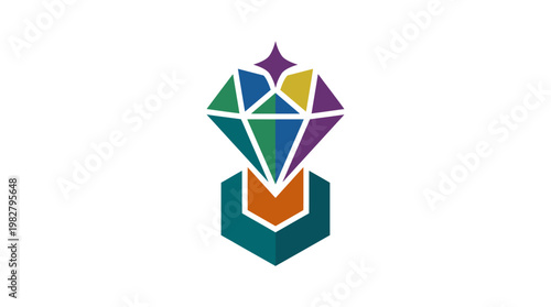 Icon of a Diamond in a Display Case Vector Illustration for Jewelry or Luxury Themes