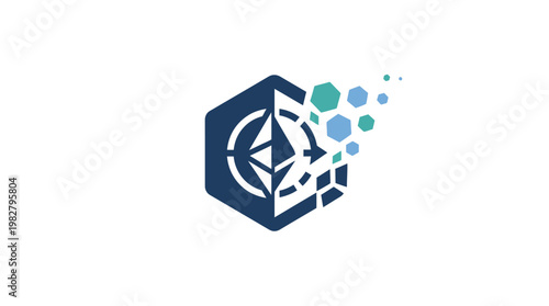 Vector Icon of a Digital Blockchain Technology Concept for Tech and Data Security