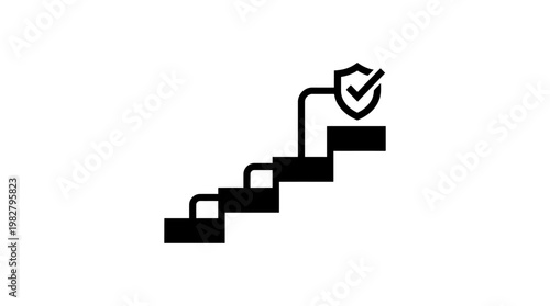 Icon of Secured Progress Arrow with Checkmark, Digital Growth and Success Representation
