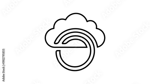 Icon of Cloud with Rain and Sun Illustrating Weather Forecast in Vector Style