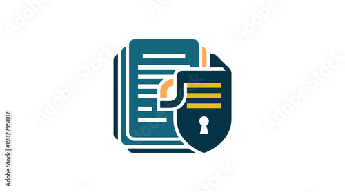 Vector Icon of Secure Document with Lock for Data Protection and Privacy