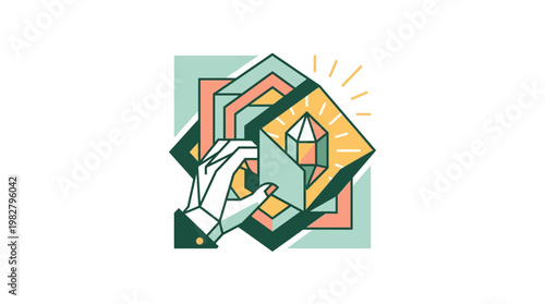 Vector Icon of Person Interacting With Digital Cryptocurrency Symbol in Modern Style