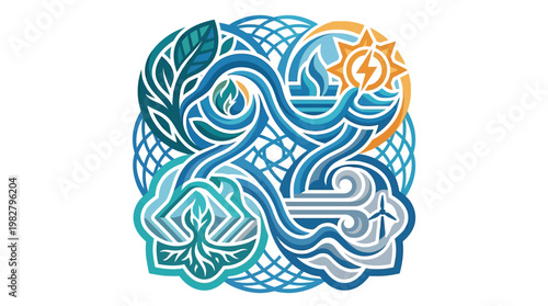 Vector Icon of Abstract Brain Design with Neural Network Elements and Creative Style