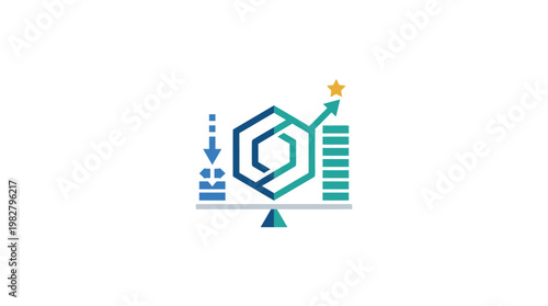 Icon of Data Analytics and Business Growth in Flat Style for Financial Technology Applications