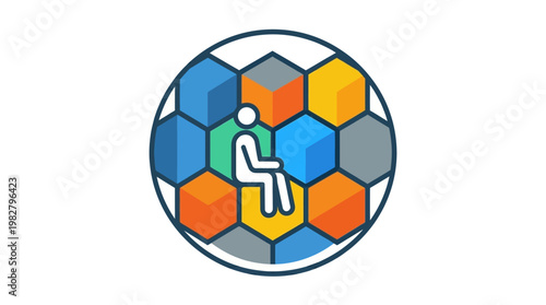 Icon of Disabled Person in Wheelchair Inside Hexagon Graphic for Accessibility and Inclusion
