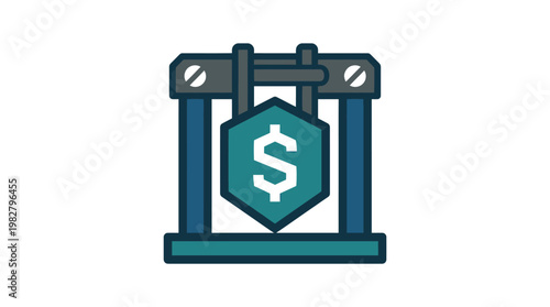 Icon of a Safe with a Currency Shield for Financial Security and Protection