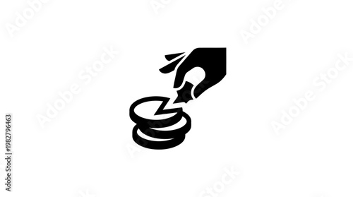 Icon of Hand Picking Coins for Financial Growth and Wealth Management in Vector Style