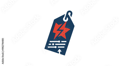 Vector Icon of A High Voltage Warning Tag with Lightning Bolt for Safety Labels