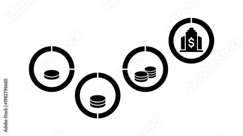 Vector Icon of Falling Coins Representing Wealth and Financial Growth