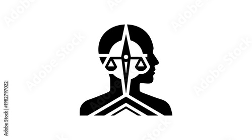 Vector Icon of a Human Head with Brain and Light Bulb for Innovative Thinking