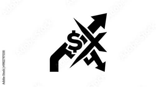 Icon of Growing Business Revenue and Financial Profit Arrow Vector