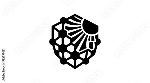 Icon of Human Skull with Geometric Network Design in Vector Style for Technology and Innovation