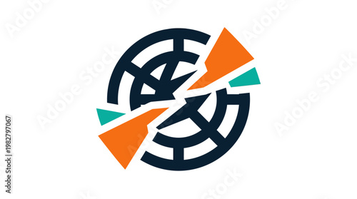 Icon Depicting Abstract Global Network with Data Connections in Modern Style