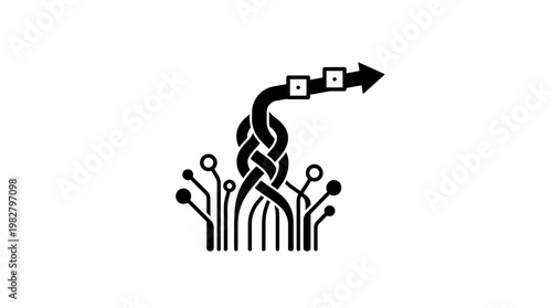 Vector Icon of Digital Technology and Data Flow in Modern Network